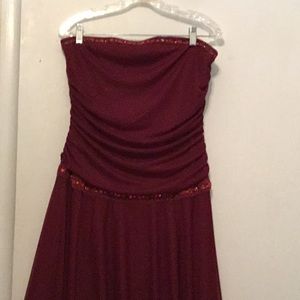 Wine/Burgundy Torrid strapless Tube Dress sz1 (1x)